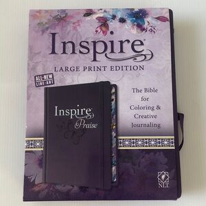 Inspire Large Print Edition Journal - Purple NLT Bible for colouring